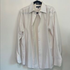 Men's White Checkered Dress Shirt